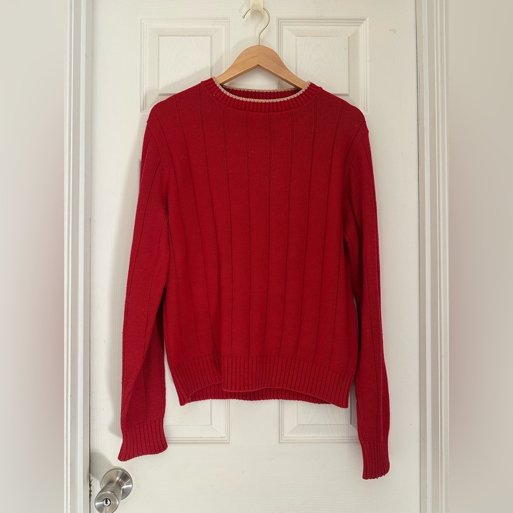 Vantage Reed St. James Men’s Medium Red Cable Knit Sweater Pullover USA Made